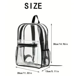 MacroBaby - Mochila escolar transparente de grande capacidade, transparente e preta Outlet