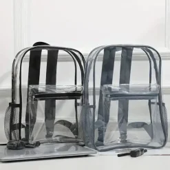 MacroBaby - Mochila escolar transparente de grande capacidade, transparente e preta Outlet