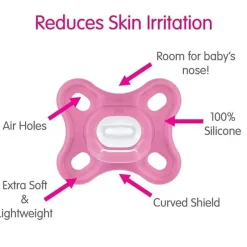 Mam - Chupeta Comfort Baby, 100% Silicone Leve, Estojo Esterilizador, Menina, 0-3 Meses Fashion
