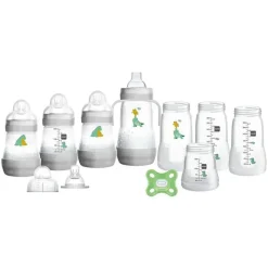 Mam - 15Pk Grow com conjunto de presente para bebê Garrafas anticólicas e bicos de silicone SkinSoft Best