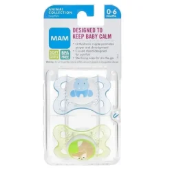 Mam Animals 0-6M chupetas, cores podem variar, pacote de 2 Online