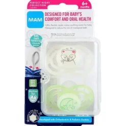 Mam 2-Pack 6+ Meses Perfect Night Chupeta - Amarelo/Verde Clearance