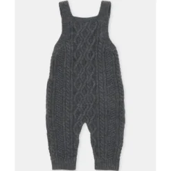 Martin Aranda - Baby Boy Separate Knit Short Overall Moutard, Light Grey Fashion
