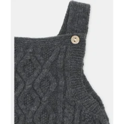 Martin Aranda - Baby Boy Separate Knit Short Overall Moutard, Light Grey Fashion