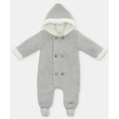 Martin Aranda - Baby Sweater Knit Lined Pramsuit With Removable Feet Glace, Light Pink Fashion