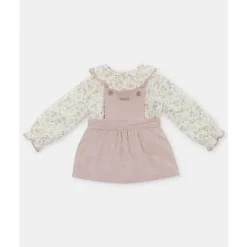 Martin Aranda - Conjunto Blusa Estampada Flora e Camisola Fina de Cordão Veludo Peônia, Rosa Palo Best