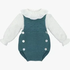 Martin Aranda - Conjunto de blusa de bebê e macacão de flores petit, verde Fashion