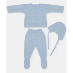 Martin Aranda - Take Me Home Set Sweater, Leggings & Bonnet Dolcezza, Light Blue New