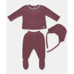 Martin Aranda - Take Me Home Set Sweater, Leggings & Bonnet Plum, Light Pink Outlet