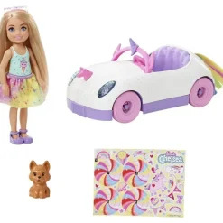 Mattel - boneca Barbie Club Chelsea e carro unicórnio Clearance