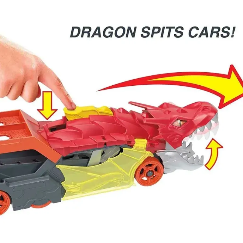 mattel__conjunto_de_pista_SKUyDEmIgTu_2.webp Fisher-Price Mattel - Conjunto de pistas para carros de brinquedo Hot Wheels City Dragon Launch Transporter Hot