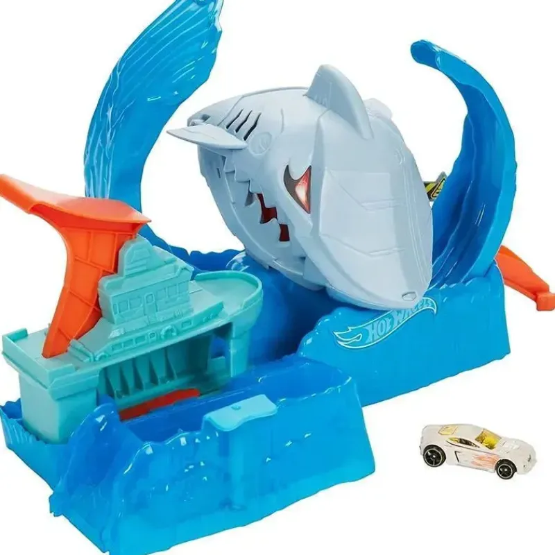 mattel_hot_wheels_city_co_SKUkNfsKmZ0_1.webp Mattel Hot Wheels City Color mudança de cor Robo Shark Jump Frenzy Play Set Sale