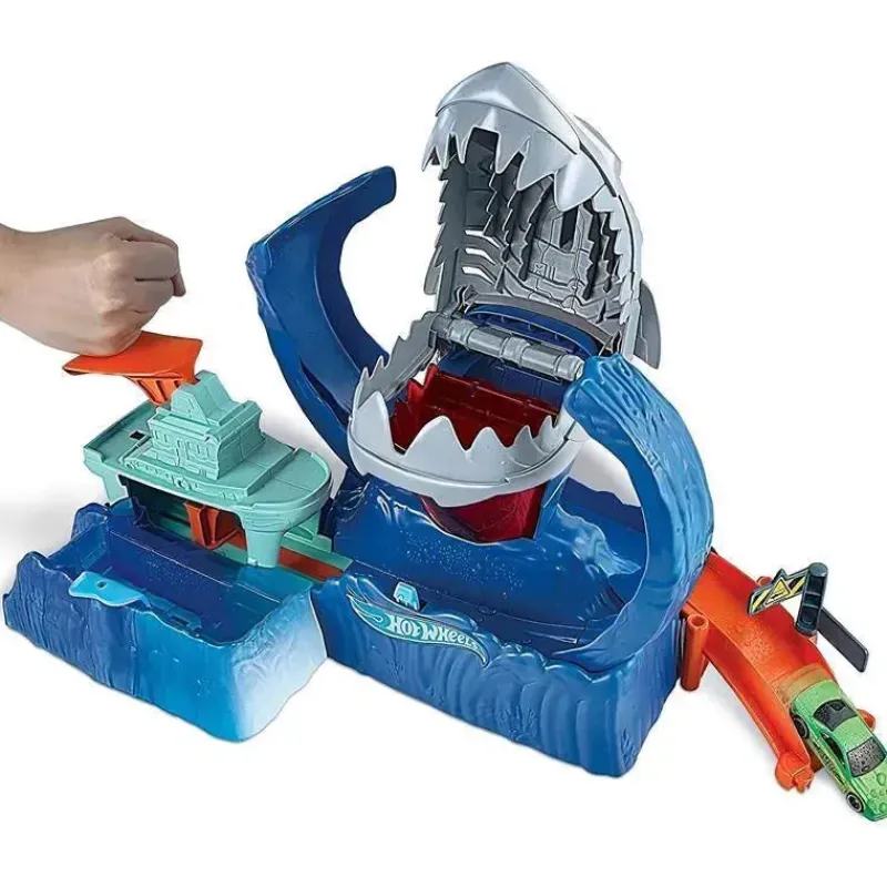 mattel_hot_wheels_city_co_SKUkNfsKmZ0_2.webp Mattel Hot Wheels City Color mudança de cor Robo Shark Jump Frenzy Play Set Sale