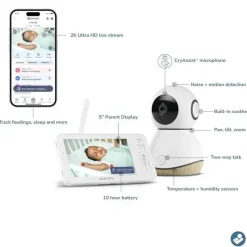 Maxi-Cosi - Veja o monitor de bebê Pro 360 com CryAssist™ AI Cry Translation Discount