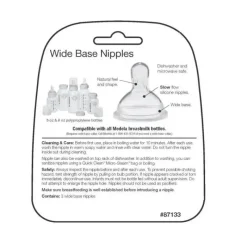 Medela - bicos para garrafa de fluxo lento 3Pk com base larga New