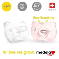 Medela - chupeta de bebê 2Pk, rosa/transparente Best