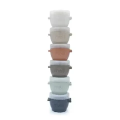 Melii - 6 recipientes de armazenamento de comida para bebês Snap &amp; Go com tampa, tons de terra, 2 onças Sale