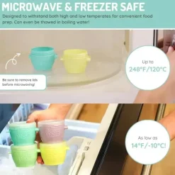 Melii - 4 recipientes de armazenamento de comida para bebês Snap & Go com tampa, 6 onças Sale
