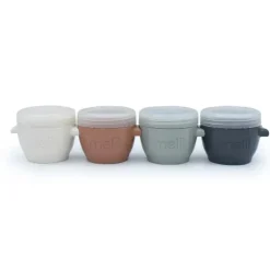 Melii - 4 recipientes de armazenamento de comida para bebês Snap & Go com tampas, tons de terra, 4 onças Online