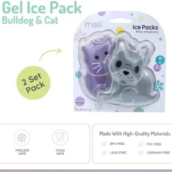 Melii - bolsas de gelo em gel, 2 unidades, mantém almoços e lanches frescos, reutilizáveis, Bulldog e Cat Discount