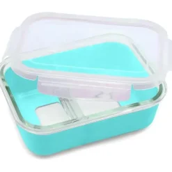 Melii - Caixa Bento de vidro com capa, forno, micro-ondas, freezer e máquina de lavar louça, 25 onças, azul Outlet
