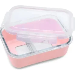 Melii - Caixa Bento de vidro com capa, forno, micro-ondas, freezer e máquina de lavar louça, 25 onças, rosa Best