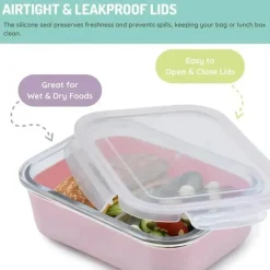 Melii - Caixa Bento de vidro com capa, forno, micro-ondas, freezer e máquina de lavar louça, 25 onças, rosa Best