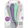 Melii - colheres 100% silicone, alimentação para bebês e crianças pequenas, sem BPA, conjunto de 4 peças, cachorro, gato, unicórnio e dinossauro Clearance