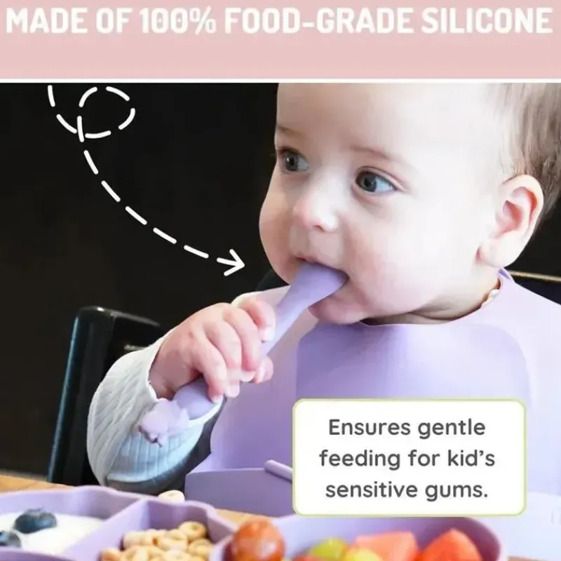 melii__colheres__silicone_SKUgtouXcvj_4.webp Melii - colheres 100% silicone, alimentação para bebês e crianças pequenas, sem BPA, conjunto de 4 peças, cachorro, gato, unicórnio e dinossauro Clearance
