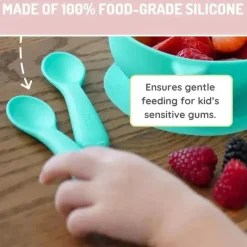 Melii - colheres 100% silicone, alimentação para bebês e crianças pequenas, sem BPA, conjunto de 4 peças, tubarão, dinossauro, buldogue e urso Online
