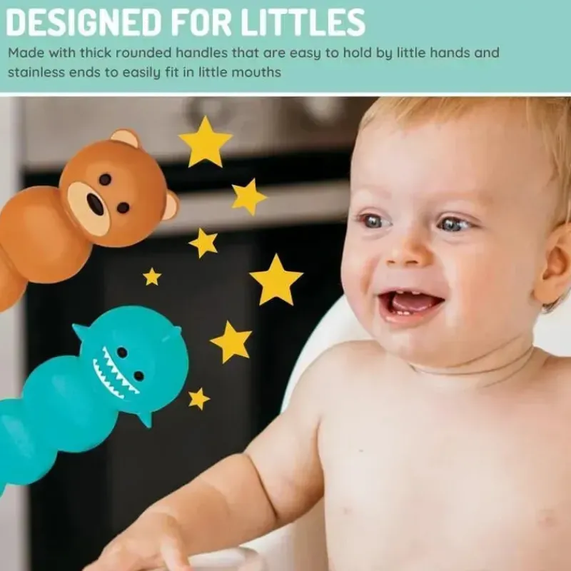 melii__conjunto_de_colher_SKUEjgKk0px_3.webp Melii - conjunto de colher e garfo para alimentação infantil e infantil 4 unidades, tubarão e urso Outlet