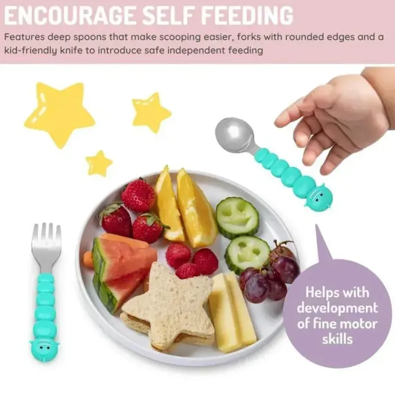 melii__conjunto_de_colher_SKUEjgKk0px_4.webp Melii - conjunto de colher e garfo para alimentação infantil e infantil 4 unidades, tubarão e urso Outlet