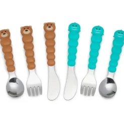 Melii - conjunto de garfo e faca para alimentação de crianças e crianças 6 unidades, urso e tubarão Sale