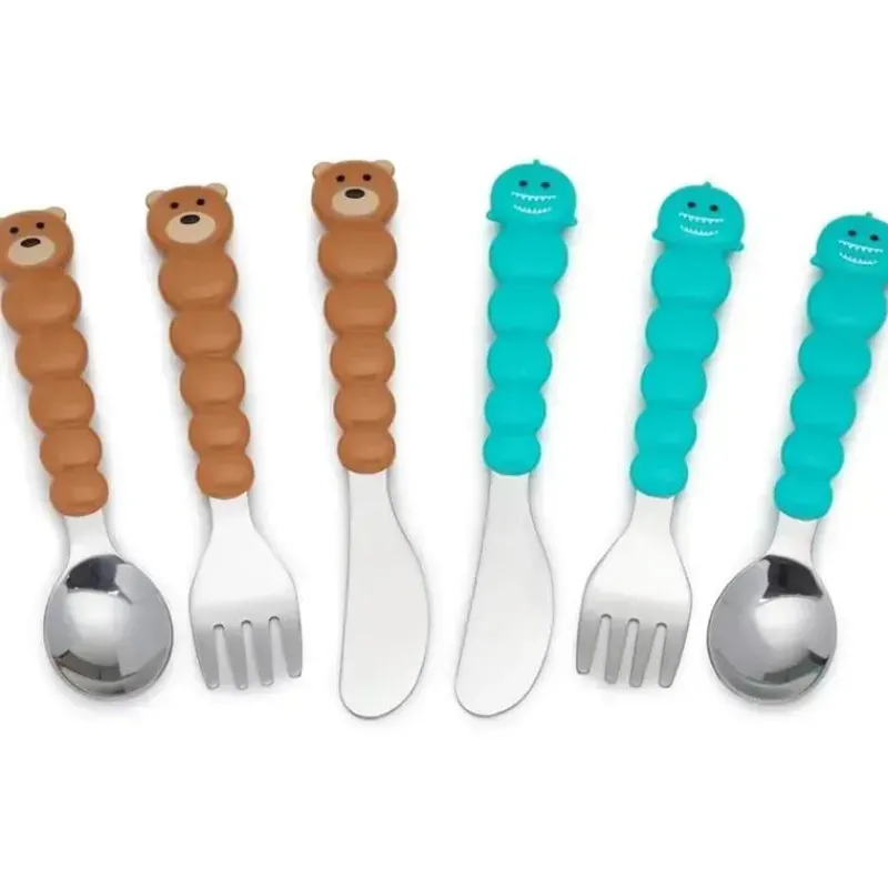 melii__conjunto_de_garfo__SKUTbDqgZaG_0.webp Melii - conjunto de garfo e faca para alimentação de crianças e crianças 6 unidades, urso e tubarão Sale
