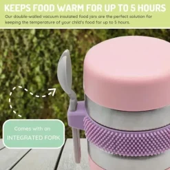 Melii - Jarra para alimentos de aço inoxidável, 10,1 onças, parede dupla, isolada a vácuo, rosa, roxo, cinza Online