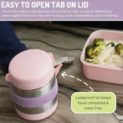 Melii - Jarra para alimentos de aço inoxidável, 10,1 onças, parede dupla, isolada a vácuo, rosa, roxo, cinza Online