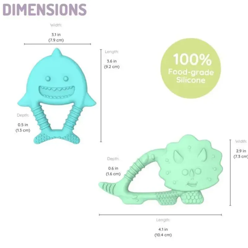 melii__mordedores_para_be_SKU0qBNYsne_1.webp Melii - Mordedores para bebês, 100% silicone de qualidade alimentar, múltiplas texturas, sem BPA, dinossauro e tubarão Fashion