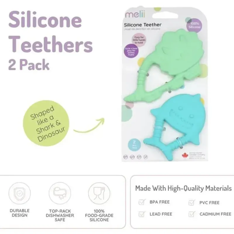 melii__mordedores_para_be_SKU0qBNYsne_2.webp Melii - Mordedores para bebês, 100% silicone de qualidade alimentar, múltiplas texturas, sem BPA, dinossauro e tubarão Fashion