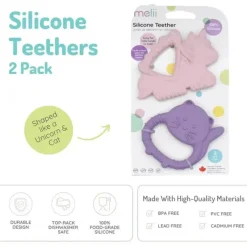 Melii - Mordedores para bebês, 100% silicone de qualidade alimentar, múltiplas texturas, sem BPA, unicórnio e gato Best