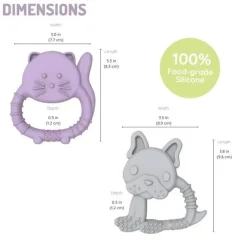Melii - mordedores para bebês, 100% silicone de qualidade alimentar, múltiplas texturas, sem BPA, Bulldog e Cat Online