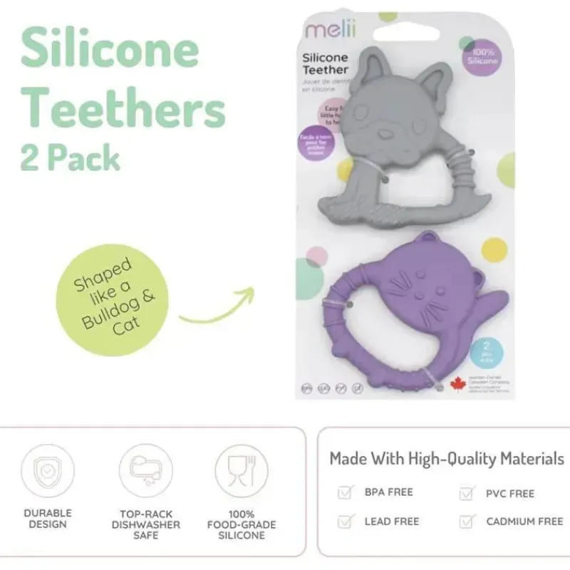melii__mordedores_para_be_SKUcRY0RQfI_2.webp Melii - mordedores para bebês, 100% silicone de qualidade alimentar, múltiplas texturas, sem BPA, Bulldog e Cat Online
