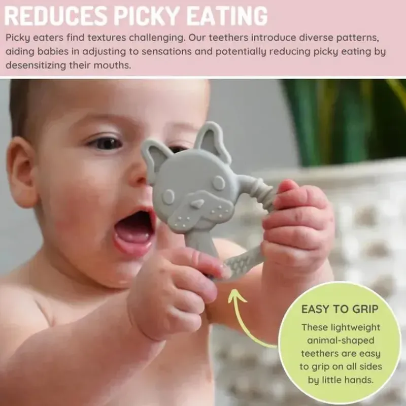 melii__mordedores_para_be_SKUcRY0RQfI_4.webp Melii - mordedores para bebês, 100% silicone de qualidade alimentar, múltiplas texturas, sem BPA, Bulldog e Cat Online