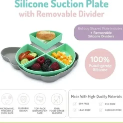 Melii - Placa de sucção dividida 100% silicone com divisórias removíveis, Bulldog Sale