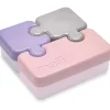 Melii - Recipiente de armazenamento de alimentos Puzzle Bento Box, 3 compartimentos, rosa, roxo e cinza Best