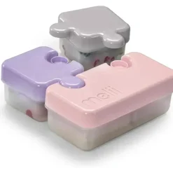 Melii - Recipiente de armazenamento de alimentos Puzzle Bento Box, 3 compartimentos, rosa, roxo e cinza Best