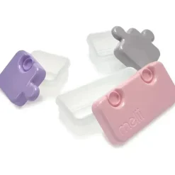 Melii - Recipiente de armazenamento de alimentos Puzzle Bento Box, 3 compartimentos, rosa, roxo e cinza Best