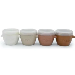 Melii - Recipientes de armazenamento de comida para bebê 4Pk Snap &amp; Go com tampas, neutros, 4 onças Online