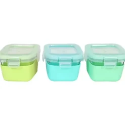 Melii - Recipientes de vidro para armazenamento de alimentos com capa de silicone, 5,4 onças, menta, azul, limão Outlet