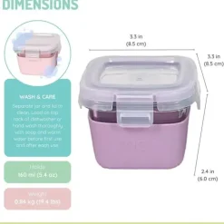 Melii - Recipientes de vidro para armazenamento de alimentos com capa de silicone, 5,4 onças, rosa, roxo, cinza New