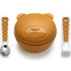 Melii - Tigela Urso de Silicone com Tampa e Utensílios Hot